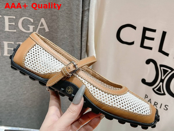 Hermes Kichu Ballet Flat in Beige Lin Naturel Crochet Knit and Calfskin Replica