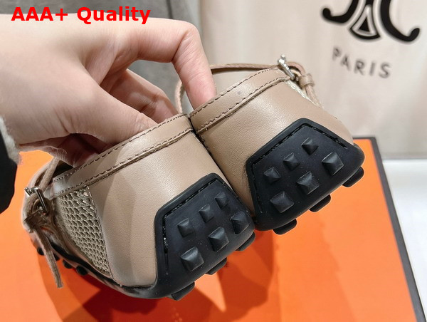 Hermes Kichu Ballet Flat in Nude Crochet Knit and Calfskin Replica