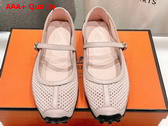 Hermes Kichu Ballet Flat in Pale Pink Crochet Knit and Calfskin Replica
