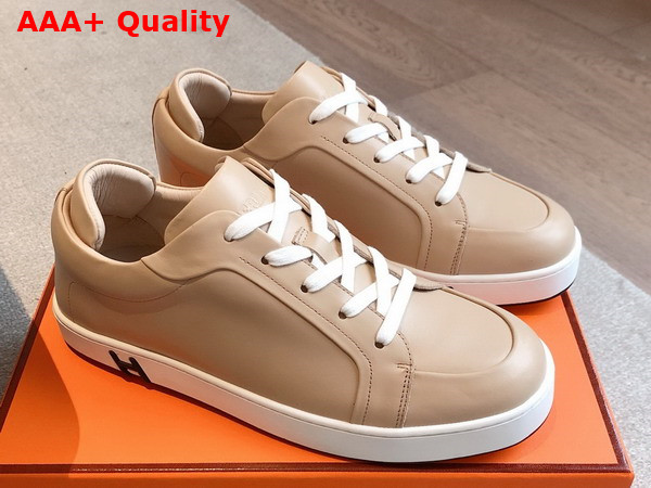 Hermes Kid Sneaker in Beige Camel Calfskin Replica