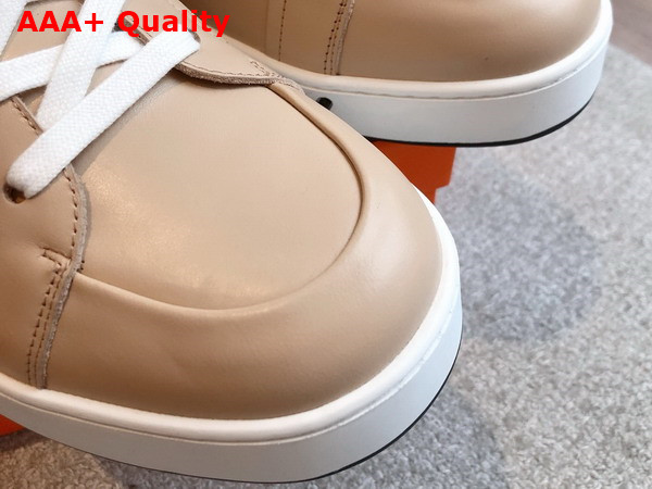 Hermes Kid Sneaker in Beige Camel Calfskin Replica