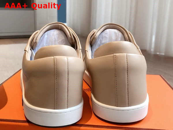 Hermes Kid Sneaker in Beige Camel Calfskin Replica