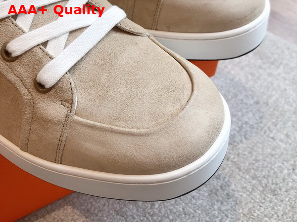 Hermes Kid Sneaker in Beige Camel Suede Goatskin Replica
