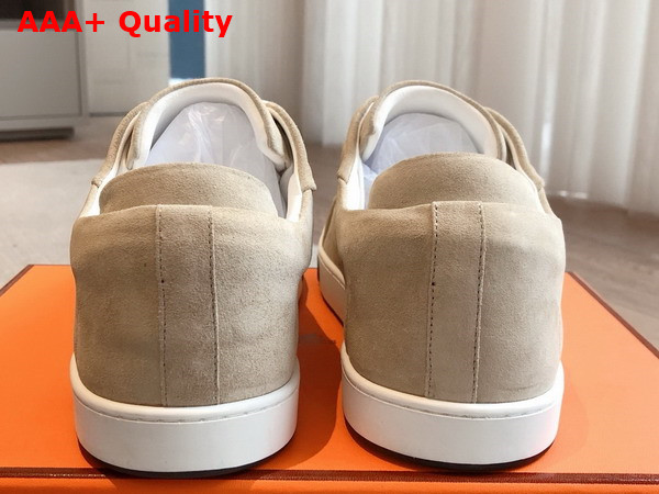 Hermes Kid Sneaker in Beige Camel Suede Goatskin Replica