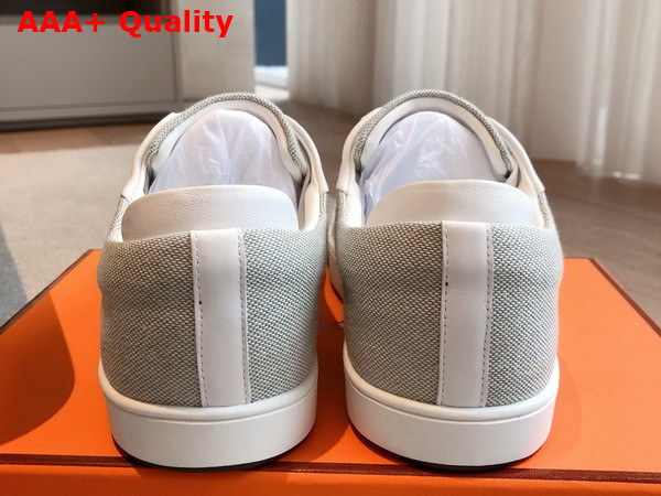Hermes Kid Sneaker in Blanc Canvas and Calfskin Replica