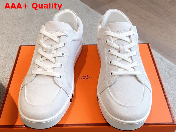 Hermes Kid Sneaker in Blanc Suede Goatskin Replica