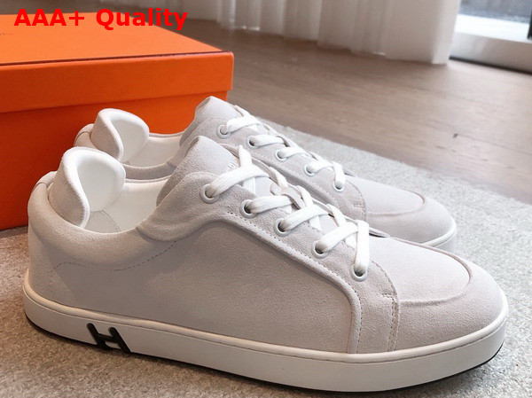 Hermes Kid Sneaker in Blanc Suede Goatskin Replica
