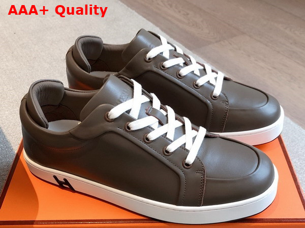 Hermes Kid Sneaker in Chocolate Calfskin Replica