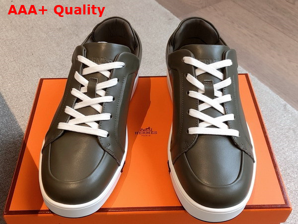 Hermes Kid Sneaker in Khaki Calfskin Replica