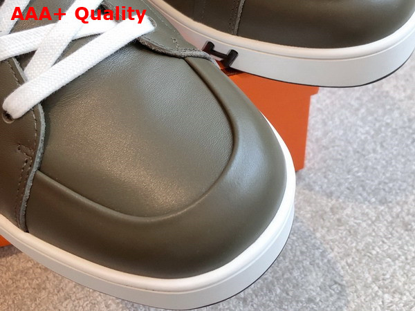 Hermes Kid Sneaker in Khaki Calfskin Replica