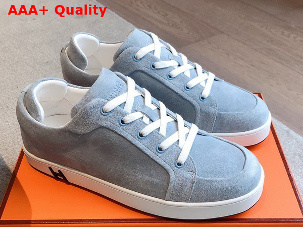 Hermes Kid Sneaker in Light Blue Suede Goatskin Replica