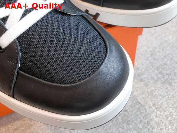 Hermes Kid Sneaker in Noir Canvas and Calfskin Replica