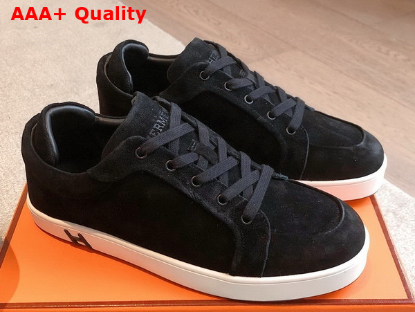 Hermes Kid Sneaker in Noir Suede Goatskin Replica
