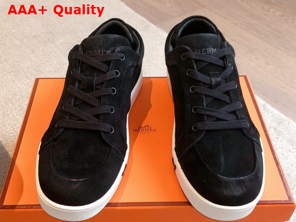 Hermes Kid Sneaker in Noir Suede Goatskin Replica
