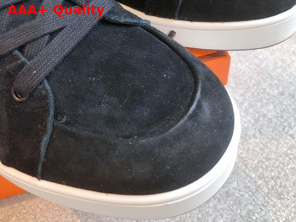 Hermes Kid Sneaker in Noir Suede Goatskin Replica