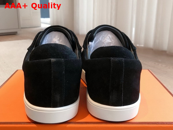 Hermes Kid Sneaker in Noir Suede Goatskin Replica