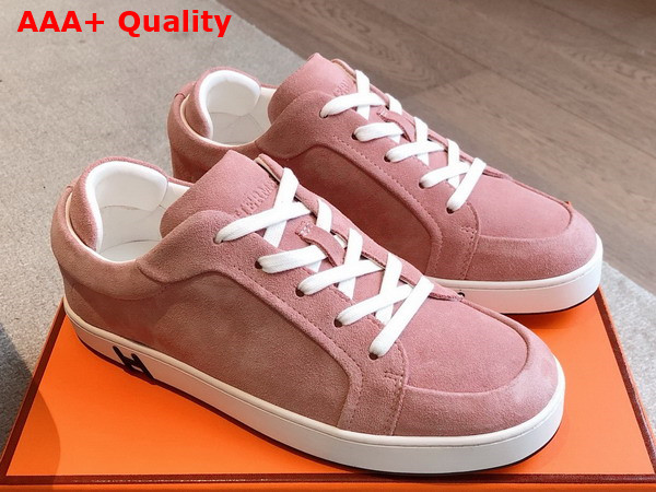 Hermes Kid Sneaker in Rose Aquarelle Suede Goatskin Replica