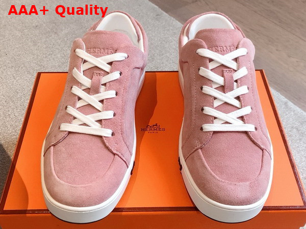 Hermes Kid Sneaker in Rose Aquarelle Suede Goatskin Replica