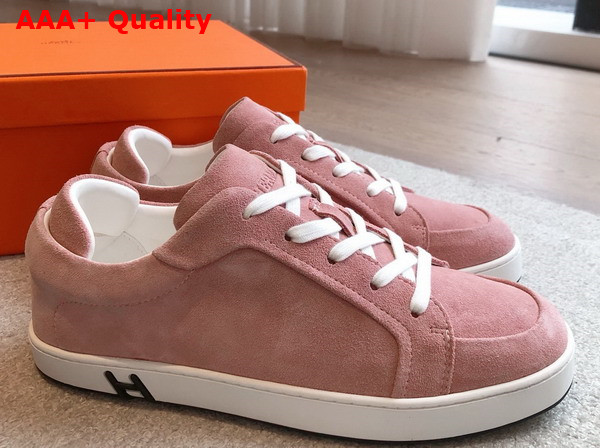 Hermes Kid Sneaker in Rose Aquarelle Suede Goatskin Replica