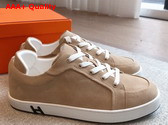 Hermes Kid Sneaker in Tan Suede Goatskin Replica