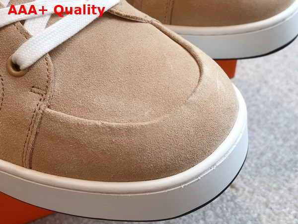 Hermes Kid Sneaker in Tan Suede Goatskin Replica