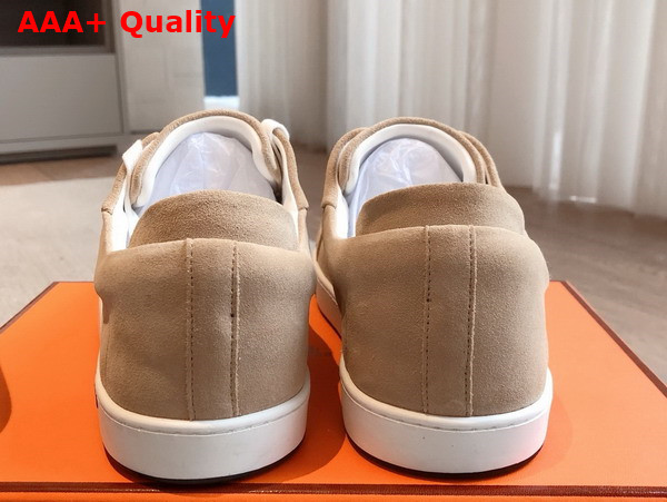 Hermes Kid Sneaker in Tan Suede Goatskin Replica