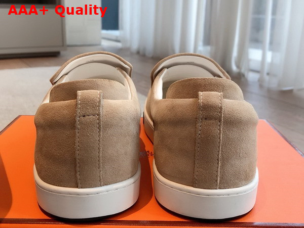 Hermes Kiddy Slip On Sneaker Beige Camel Suede Goatskin Replica