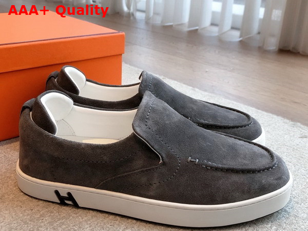 Hermes Kiddy Slip On Sneaker Beige Camel Suede Goatskin Replica