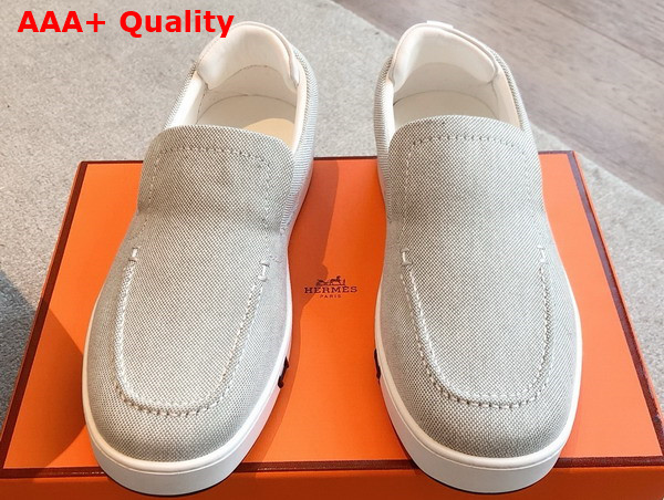 Hermes Kiddy Slip On Sneaker Prunoir Blanc H Canvas Replica