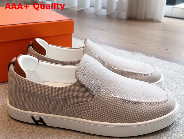 Hermes Kiddy Slip On Sneaker Prunoir Blanc H Canvas Replica