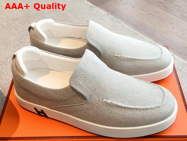 Hermes Kiddy Slip On Sneaker Prunoir Blanc H Canvas Replica