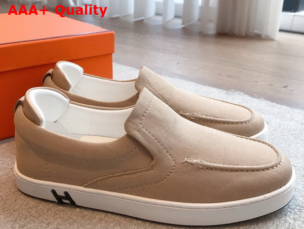 Hermes Kiddy Slip On Sneaker Prunoir Blanc H Canvas Replica
