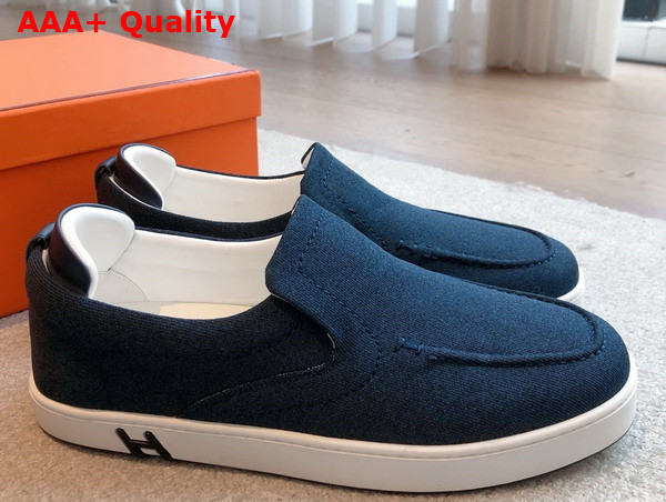 Hermes Kiddy Slip On Sneaker Prunoir Blanc H Canvas Replica