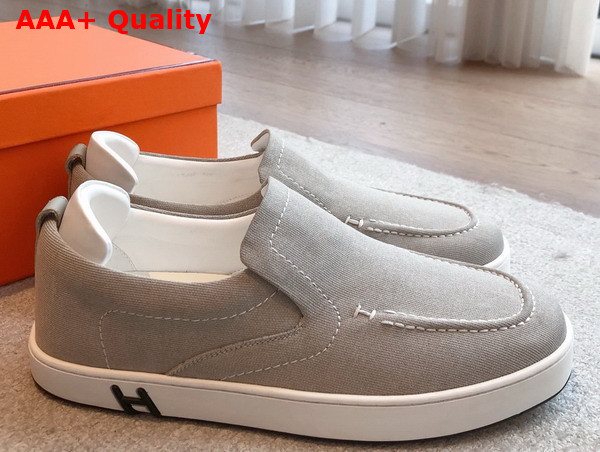 Hermes Kiddy Slip On Sneaker Prunoir Blanc H Canvas Replica