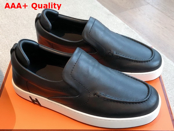 Hermes Kiddy Slip On Sneaker in Black Calfskin Replica