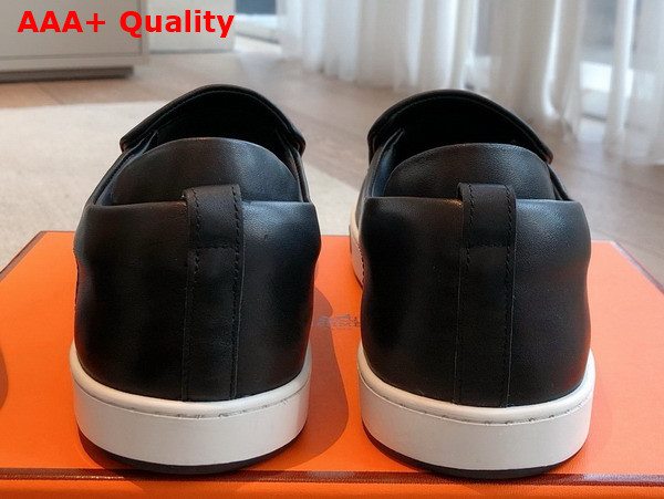 Hermes Kiddy Slip On Sneaker in Black Calfskin Replica