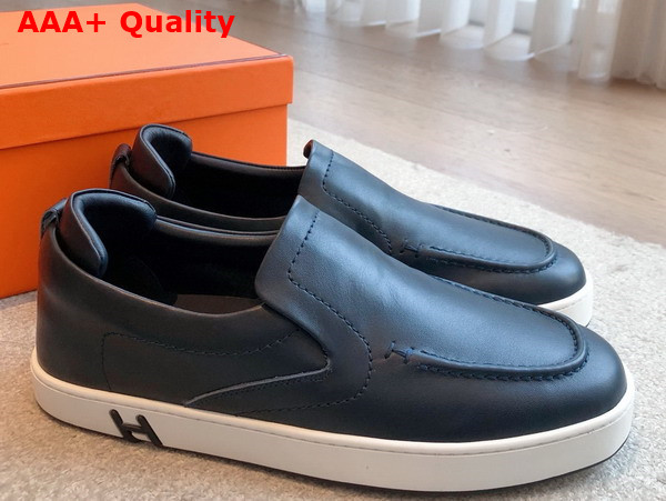 Hermes Kiddy Slip On Sneaker in Black Calfskin Replica