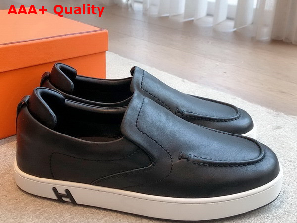 Hermes Kiddy Slip On Sneaker in Black Calfskin Replica