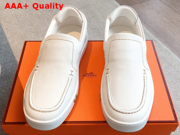 Hermes Kiddy Slip On Sneaker in White Epsom Calfskin Replica