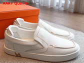 Hermes Kiddy Slip On Sneaker in White Epsom Calfskin Replica