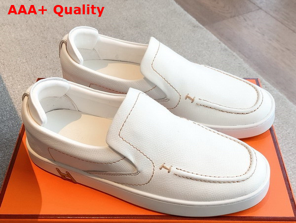 Hermes Kiddy Slip On Sneaker in White Epsom Calfskin Replica