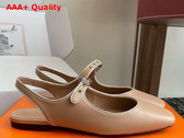 Hermes Kleo Slingback Beige Perlino Gris Argente Goatskin and Nappa Leather Replica