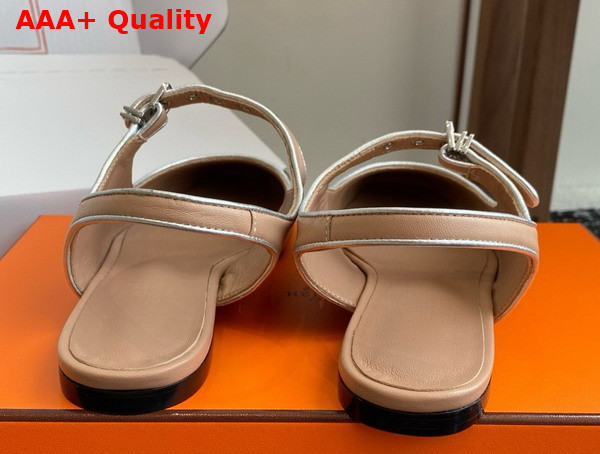 Hermes Kleo Slingback Beige Perlino Gris Argente Goatskin and Nappa Leather Replica