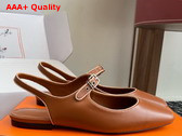 Hermes Kleo Slingback Marron Alezan Beige Perlino Goatskin and Nappa Leather Replica