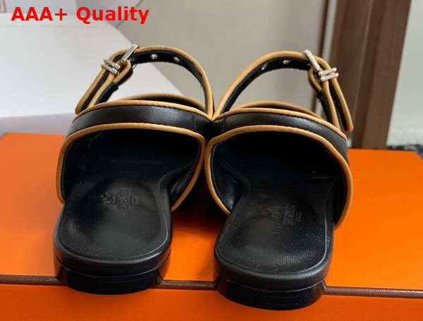 Hermes Kleo Slingback Noir Jaune Malawi Goatskin and Nappa Leather Replica