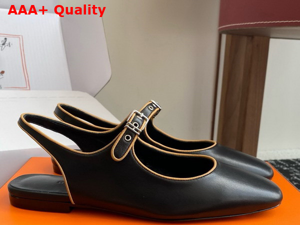 Hermes Kleo Slingback Noir Jaune Malawi Goatskin and Nappa Leather Replica
