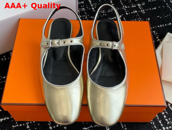 Hermes Kleo Slingback Platine Gris Argente Goatskin and Nappa Leather Replica