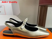 Hermes Kleo Slingback Platine Gris Argente Goatskin and Nappa Leather Replica