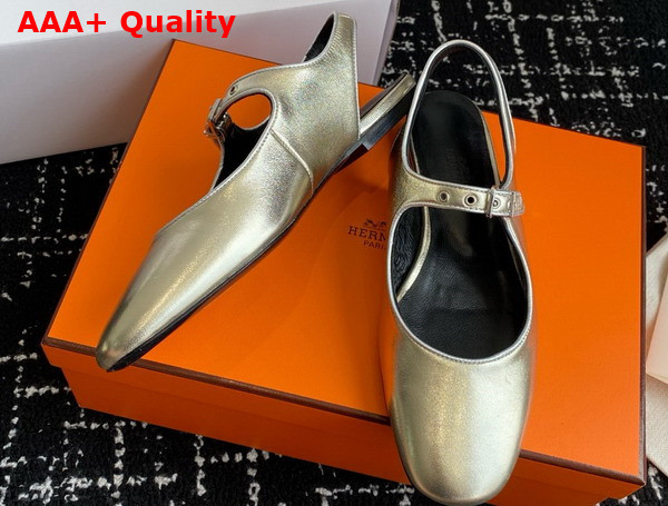 Hermes Kleo Slingback Platine Gris Argente Goatskin and Nappa Leather Replica