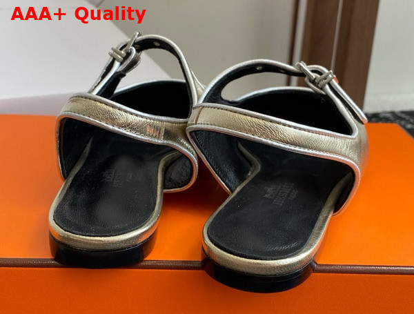 Hermes Kleo Slingback Platine Gris Argente Goatskin and Nappa Leather Replica